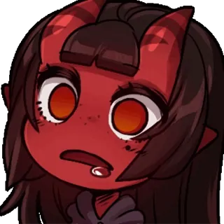 😵 demone, rosso, corna, anime, cartone animato whatsapp sticker