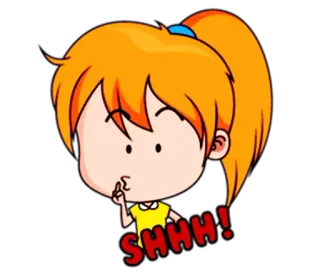 🤫 SHHH! cartone animato, ragazza, shhh, silenzio, personaggio, carino, adesivo telegram sticker