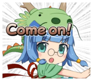 🤓 Come on! anime, dragon, girl, cartoon, cute, chibi telegram sticker