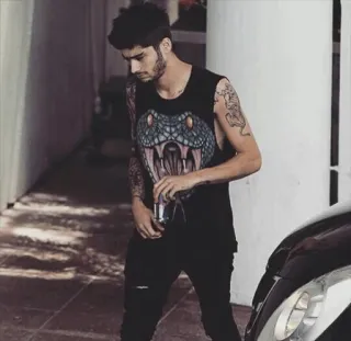 🚶 snake, tattoo, man, casual, sleeveless shirt, indoors telegram sticker