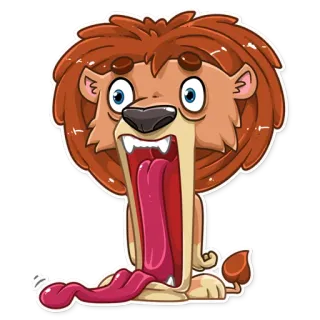 😱 Löwe, Cartoon, Tier, Lustig, Zunge, Sticker telegram sticker