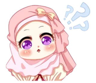😮 Anime, Hidżab, Pytanie, Dziewczyna, Muzułmanin, Naklejka telegram sticker