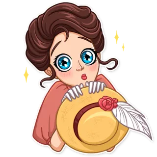 🥺 stiker, wanita, topi, kartun, ilustrasi, imut telegram sticker