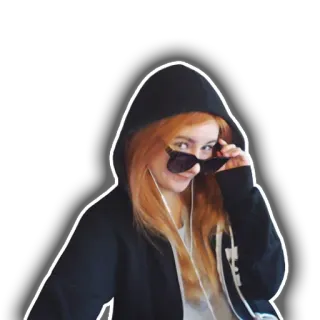 😎 женщина, девушка, подросток, толстовка, солнцезащитные очки, портрет telegram sticker