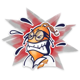 😡 การ์ตูน, สีส้ม, นักวิทยาศาสตร์, แว่นตา, สีหน้า telegram sticker