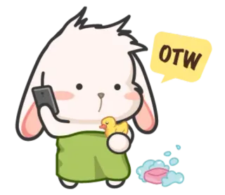 🏃 OTW thỏ, đang trên đường, đang trên đường, tắm, vịt cao su, xà phòng telegram sticker