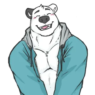 😋 ours polaire, dessin animé, anthro, furry, anthropomorphe, animal, personnage telegram sticker
