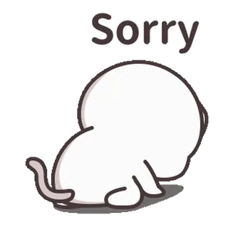 😓 Sorry desculpa, triste, desenho animado, fofo, branco telegram sticker