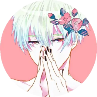 🤍 anime, manga, portrait, illustration, art, flower, boy telegram sticker