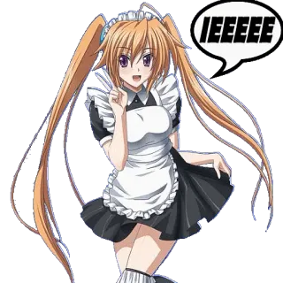 ✌️ IEEEEE anime girl, maid, peace sign, cartoon, sticker telegram sticker