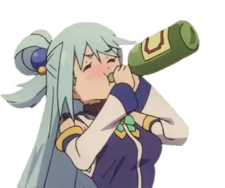 🍾 Aqua Konosuba anime, kartun, minum, lucu, aqua, konosuba telegram sticker