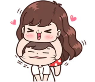 😑 dessin animé, amour, couple, coeurs, câlin telegram sticker