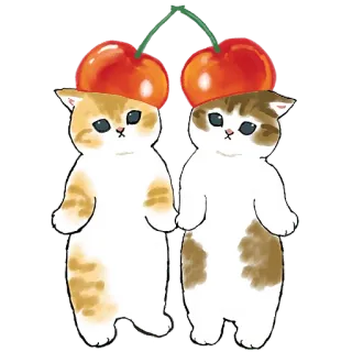 🍒 猫, 樱桃, 可爱, 动物, 小猫, 卡哇伊 telegram sticker