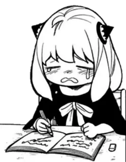 😭 Anya Forger Spy × Family anya, anya forger, spy family, spy x family, anime, llorando, triste, escribiendo, chica telegram sticker