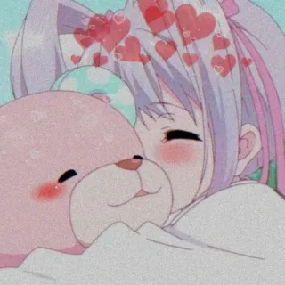 💓 Chica anime, Kawaii, Lindo, Oso de peluche, Corazones, Anime, Dibujo animado, Sticker telegram sticker