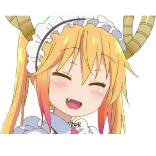 ☺️ Tohru Miss Kobayashi's Dragon Maid Yes! アニメ, ドラゴン, メイド, かわいい, トール, 幸せ telegram sticker