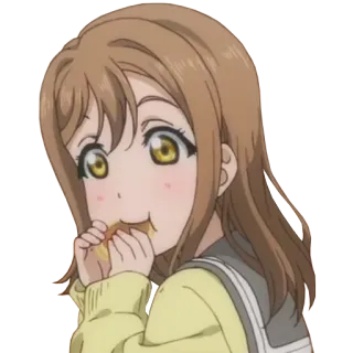 🍞 anime, girl, eating, cute, happy telegram sticker