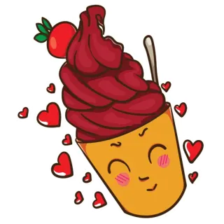 😍 helado, postre, comida, corazones, lindo, kawaii whatsapp sticker