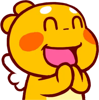 😄 น่ารัก, คาวาอิ, สีเหลือง, นางฟ้า, มีความสุข, การ์ตูน telegram sticker