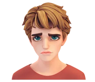 😕 osoba, mężczyzna, twarz, portret, sztuka cyfrowa whatsapp sticker