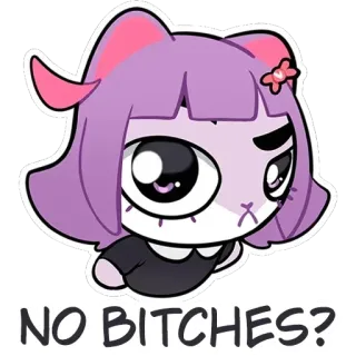 ☹ NO BITCHES? meme, funny, catgirl, no bitches, no bitches?, sticker, cute telegram sticker