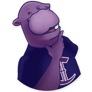 🤔 하마, 동물, 만화, 캐릭터, 일러스트 telegram sticker