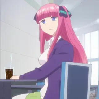 🤨 Nino Nakano The Quintessential Quintuplets Anime, Garota, Cabelo rosa, Fofa, Personagem, The Quintessential Quintuplets telegram sticker