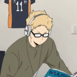 ✨ MUSIC anime, music, headphones, glasses, character telegram sticker