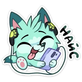 😋 HAWG perro, auriculares, música, dibujos animados, animal, lindo telegram sticker