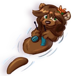 😺 นาก, สัตว์, ถักนิตติ้ง, การ์ตูน, น่ารัก, งานฝีมือ, เส้นด้าย, เย็บผ้า telegram sticker
