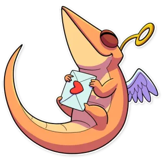 🤤 hagedis, engel, liefde, envelop, hart, schattig, cartoon, sticker telegram sticker