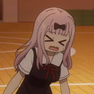 😖 Chika Fujiwara Kaguya-sama: Love Is War anime, chika fujiwara, kaguya-sama, shocked, worried, pink hair, surprised whatsapp sticker