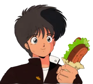 🍔 애니메이션, 소년, 핫도그, 음식, 만화 telegram sticker