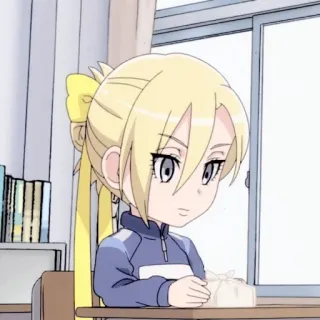 🧺 Anime, Estudante, Bonito, Desenho animado, Loira, Chibi telegram sticker