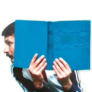 🙈 livro, leitura, homem, pessoa, azul, rosto whatsapp sticker