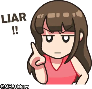 🤨 LIAR cartoon, liar, woman, pointing, accusation telegram sticker