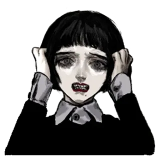 🙀 verweerd, emo, gothic, angstig, verdrietig, emotioneel telegram sticker