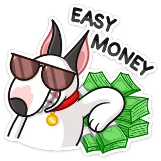 😎 EASY MONEY argent facile, chien, lunettes de soleil, cash, argent, dessin animé whatsapp sticker