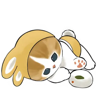 🥹 토끼, 자는, 동물, 귀여운, 카와이, 도넛, 일러스트 telegram sticker