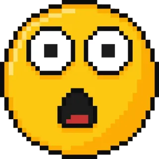 😊 Эмодзи, В шоке, Удивление, Пиксель арт, Жёлтое лицо telegram sticker