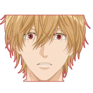 😳 anime, manga, blonde hair, red eyes, character, portrait whatsapp sticker