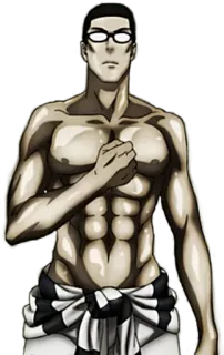 👊 Anime, Masculino, Musculoso, Personaje, Prisionero, Gafas whatsapp sticker