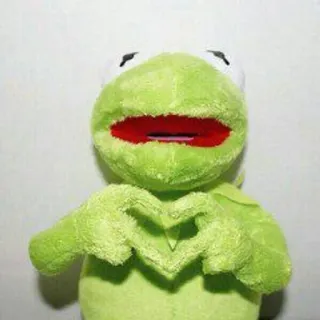 🌟 Kermit Kermit der Frosch, Muppets, Puppe, grün, Herz Hände, Spielzeug whatsapp sticker