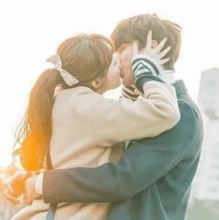 🔘 baiser, amour, couple, romance, affection, relation whatsapp sticker