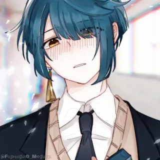 💠 @FUSHIGUIO_Meguts anime style, male character, suit, digital art, illustration whatsapp sticker