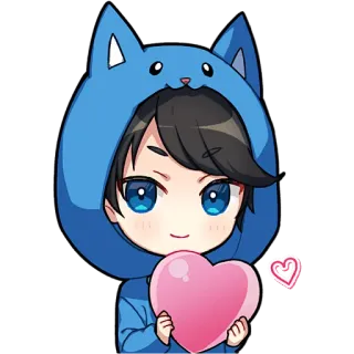 🫶 Chibi, Anime, Mignon, Coeur, Dessin animé, Kawaii, Garçon telegram sticker
