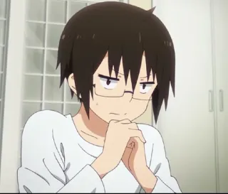 ☕️ anime, cartoon, bril, personage, uitdrukking, denken whatsapp sticker