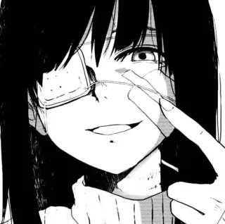 🕸️ 动漫, 漫画, 女孩, 眼罩, 角色, 插画 whatsapp sticker