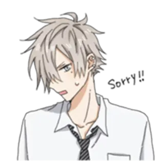 😕 anime, manga, boy, character, illustration, white hair, necktie telegram sticker