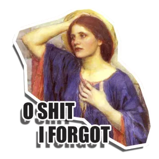 😅 O SHIT I FORGOT юмор, мем, ой, забывчивый, винтаж, женщина, в шоке telegram sticker